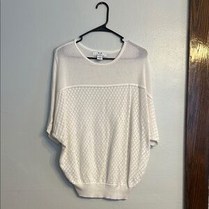 Magaschoni Cream Knit Tunic Sweater - short Dolman sleeves - size M